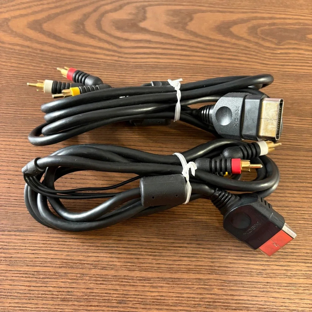 Microsoft Xbox AV Cable Composite RCA Original OEM‎ 2 Pack Black Excellent